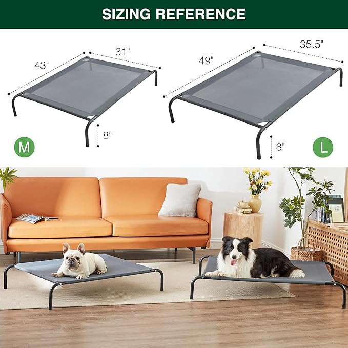 Love's cabin Elevated Cooling Dog Bed for Medium Dogs Beach,Grey,43 inches