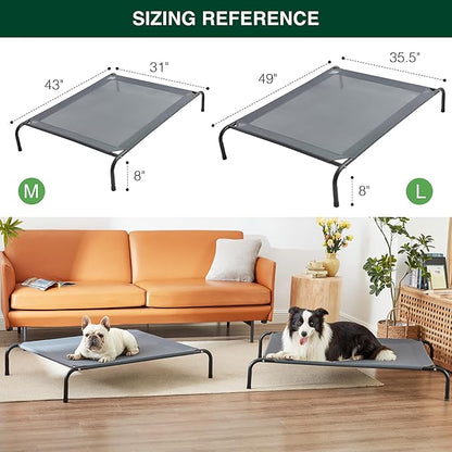 Love's cabin Elevated Cooling Dog Bed for Medium Dogs Beach,Grey,43 inches