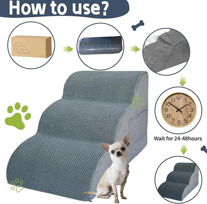 Dog Stairs for High Beds 3-Step dog 15.7" H 16-20 inches 3 Tiers