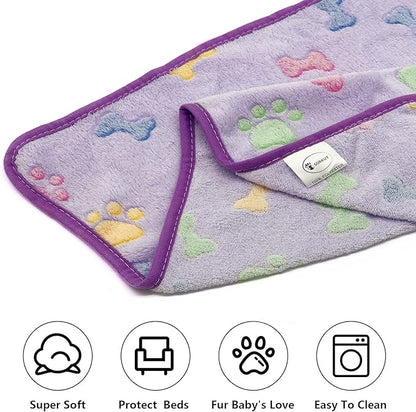 1 Pack 3 Puppy Blankets Super Soft Warm Sleep Mat Bone Print Cute Blanket Fluffy Premium Fleece Pet Blanket Flannel Throw Dog Blankets for Small Dogs Puppy Cat,Small(23"x15")