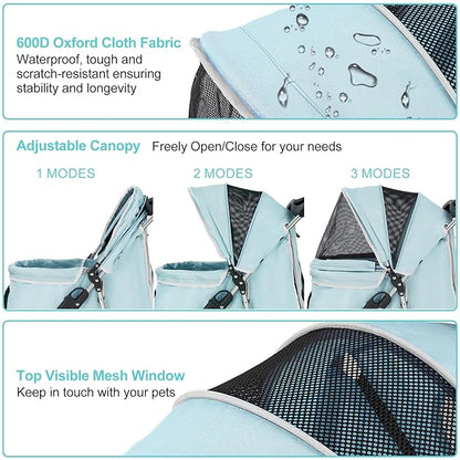 Pet Stroller for Medium Small Dogs and Cats 4 Wheels,