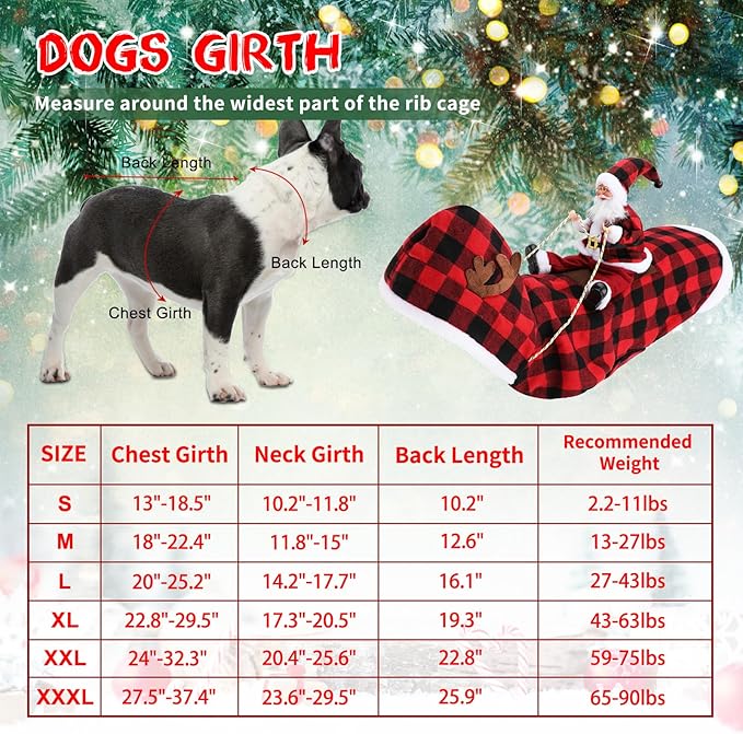 BWOGUE Santa Dog Costume Christmas Pet Clothes Santa Claus Riding Pet Cosplay Costumes Party Dressing up Dogs Cats Outfit for Small Medium Large Dogs Cats