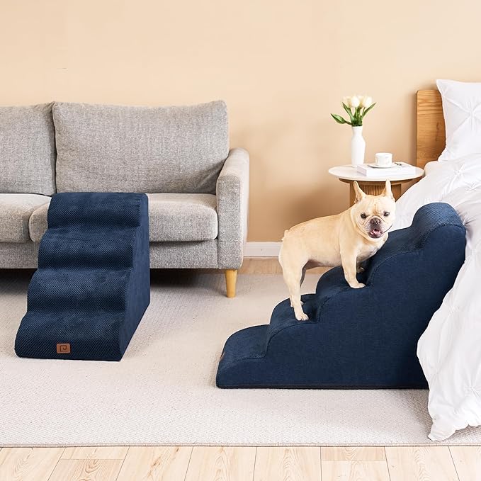 EHEYCIGA Curved Dog Stairs for High Beds 22.6" H 5-Step Dog