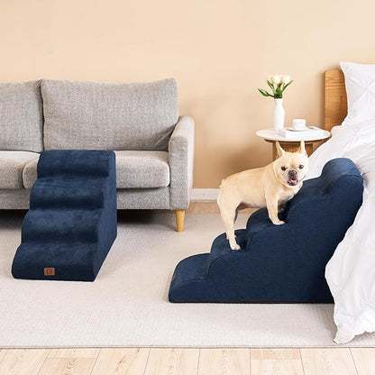 EHEYCIGA Curved Dog Stairs for High Beds 22.6" H 5-Step Dog