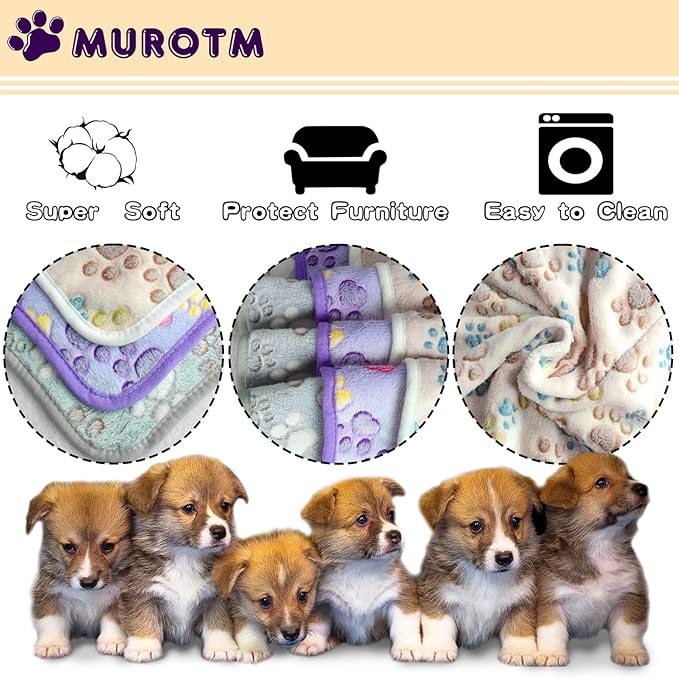 1 Pack 3 New Dogs Blankets for Large Dogs Medium Pet Blanket Super Soft Fluffy Premium Fleece Dog Blanket Flannel Throw for Dog Puppy Cat Paw Blanket (Light Pink/Purple/Grey, Large (41in x 31in))