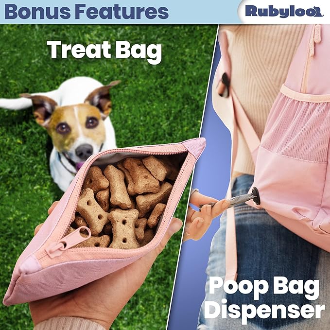 The Original Doggy Bag™ Backpack by Rubyloo - Dog Travel Bag Backpack for Dog Supplies with 2 Travel Dog Bowls, Treat Bag, Food Container, Placemat & Laptop Sleeve - Dog Diaper Bag for Dog Moms