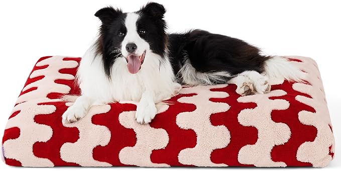 Lesure Large Dog Beds-Thick Shredded Chopped Foam Pet Bed Bottom(36'x27', Red)
