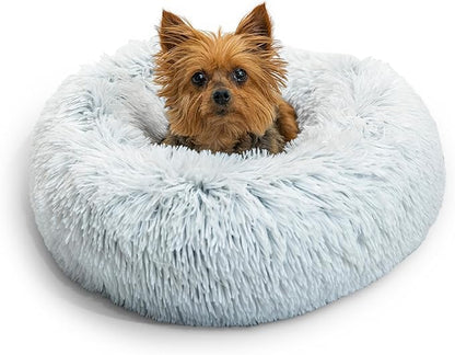 Best Friends by Sheri The Original Calming Donut Cat and Dog Bed in Shag Fur Frost 18"