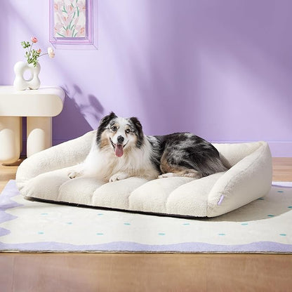 Lesure Orthopedic Dog Bed Sofa for Extra Large Dogs Foam(41" x 29" x 11", Cream)