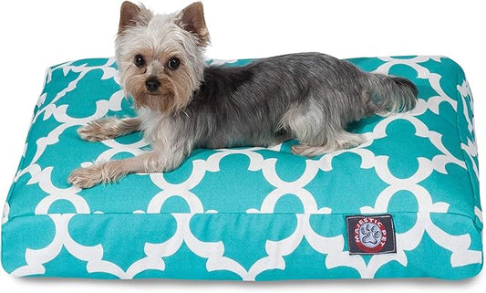 Teal Trellis Small Rectangle Indoor Outdoor Pet Dog Bed With Removable Washable Cover By Majestic Pet Products