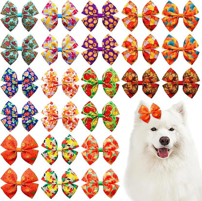 24Pcs/12 Pairs 4" Big Dog Hair Bows Fall