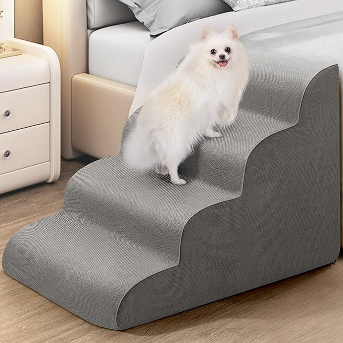 Gimars Upgrade Taller Dog Stairs for Samll Dogs for Bed 20" H 4-Step Dog