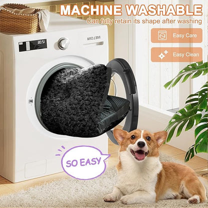 POCBLUE Deluxe Washable XXL Dog Bed Dog Crate Mat 48 inch Comfy Fluffy Kennel Pad Anti-Slip for Dogs Up to 110 lbs 48" x 30", Black