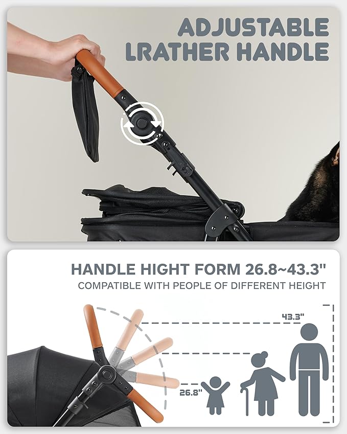 Medium Pet Stroller for Dogs Up to 66lbs 180 ̊ 4 Wheels