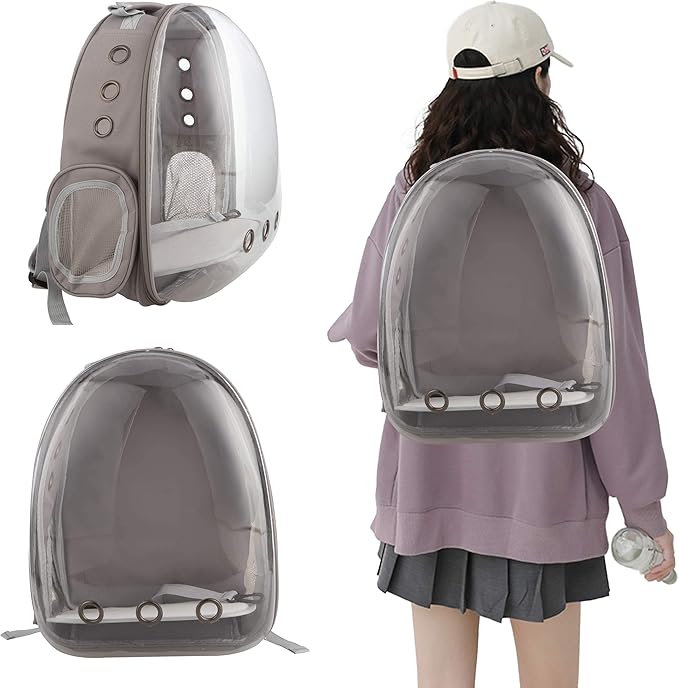 Cat Backpack Carrier Bubble Bag, Transparent Space Capsule Pet Carrier Dog Hiking Backpack, Small Dog Backpack Carrier for Cats Puppies Airline Approved Travel Carrier Outdoor Use Yellow Gray