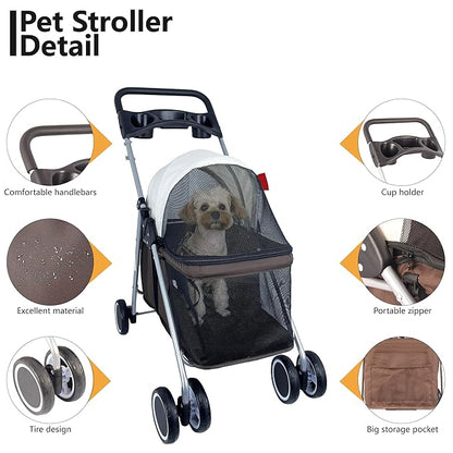 Puppy Small Dog Stroller 33lbs (Coffee)