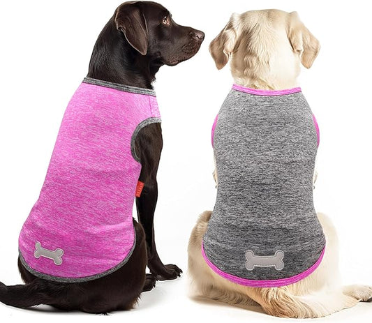 KYEESE 2 Pack Dog Shirts Quick Dry Soft Stretchy Dog T-Shirts with Reflective Label Tank Top Sleeveless Vest Dog Clothes for Small Medium Dogs