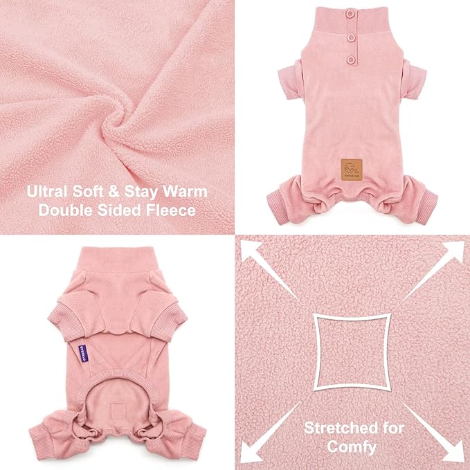 cyeollo Dog Pajamas Small Winter Dog Coat Warm Fleece Dog Pjs Thermal Dog Onesie Stretchy Pet Jumpsuit Puppy Jacket Cat Apparel
