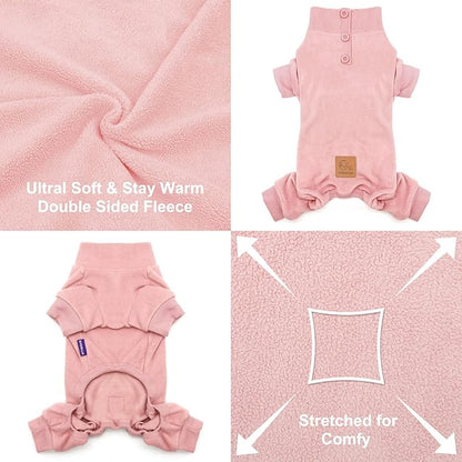 cyeollo Dog Pajamas Small Winter Dog Coat Warm Fleece Dog Pjs Thermal Dog Onesie Stretchy Pet Jumpsuit Puppy Jacket Cat Apparel
