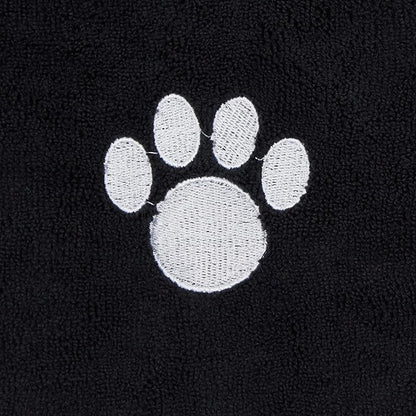 Bone Dry Pet Grooming Towel Collection Embroidered Absorbent Microfiber Drying Set 15x30, Black, 3 Count