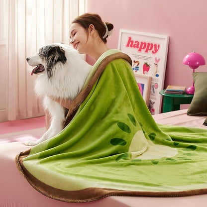 Lesure Dog Blankets for Large Dogs 350GSM Flannel 60"x60", Green