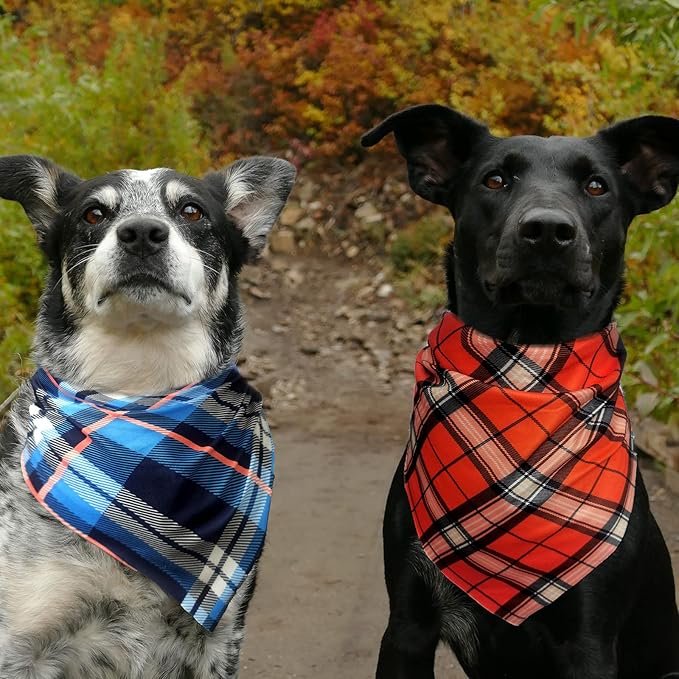 XPUDAC 100 Pcs Dog Bandanas Bulk Plaid Dog