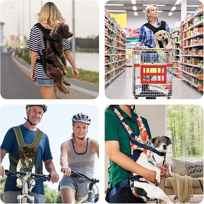 Dog Front Carrier Backpack, Dog Backpack Carrier Soft Pad, Pet Legs Out, Easy-Fit Dog Front Carrier for Small Medium Puppy, Hands Free Dog Carrier Adjustable for Cycling Hiking (Army Green, XL)