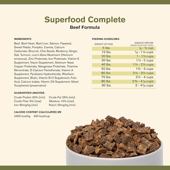 by Katherine Heigl- Superfood Complete, Air-Dried Adult Dog Food - High Protein, Zero Fillers, Superfood Nutrition (11.5 oz., Premium Beef)