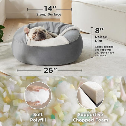 Lesure Medium Dog Bed with Cover Cave 26"