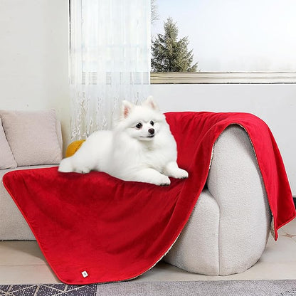 Waterproof Pet Blanket Dog Blankets, Super Soft Warm Fluffy Facecloth Sofa Car Bed Protector, Urine Proof Washable Outdoor Pet Blanket for Puppy Large Dogs & Cats(Red120cm*200cm)