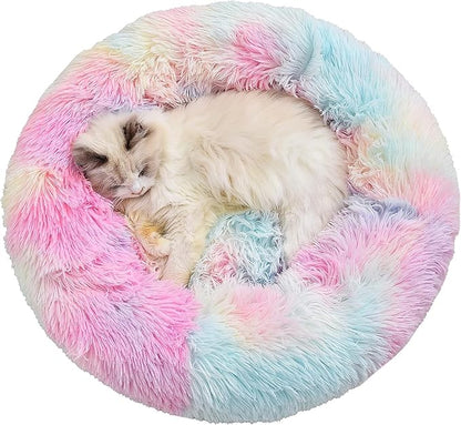 Geizire 24 inch Large Cat Bed Dog Bed for Cats Bed(24'', Rainbow)