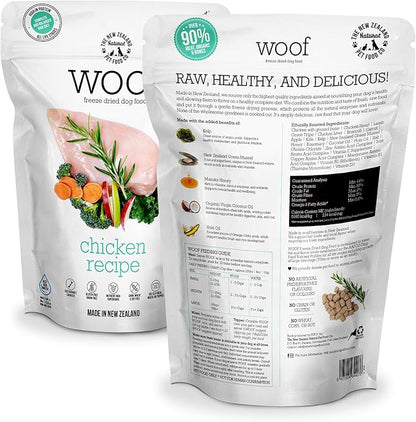 WOOF Freeze Dried Dog Food - Chicken Recipe, High Protein Dog Treats & Snacks, Dog Food Toppers & Meals, 2.2 lb