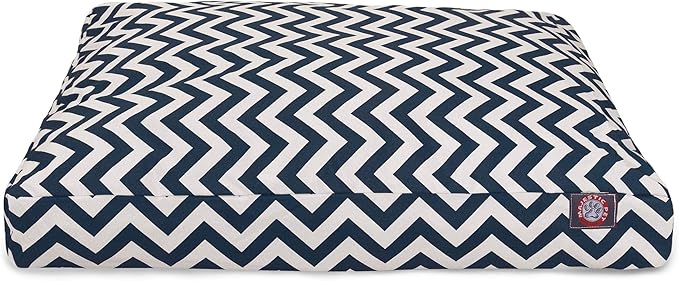 Navy Blue Chevron Large Rectangle Indoor Outdoor Pet Dog Bed With Removable Washable Cover By Majestic Pet Products