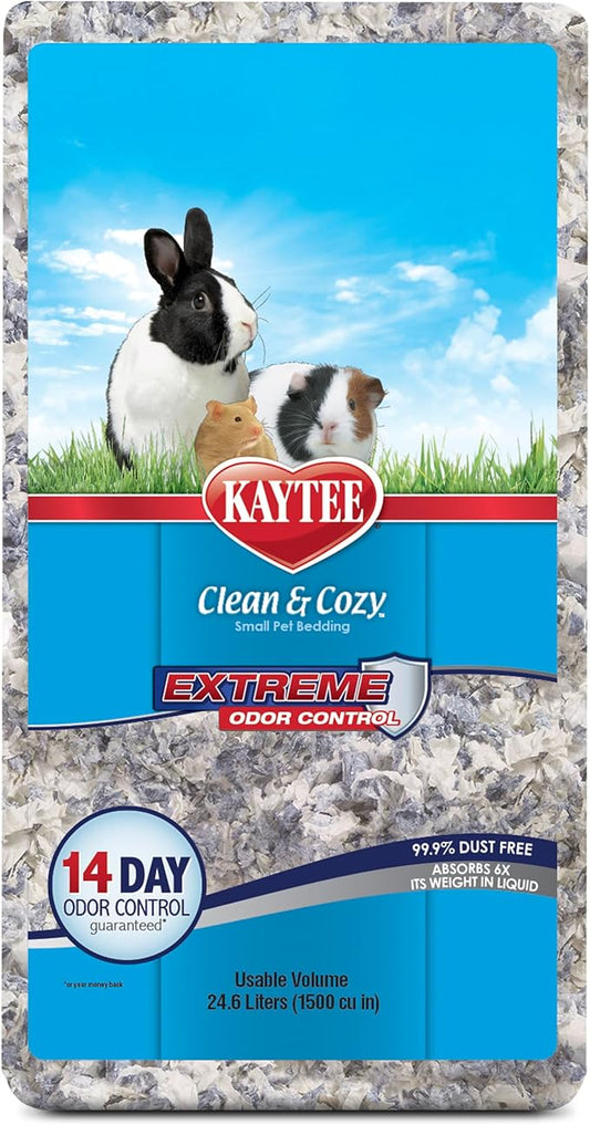 Kaytee Clean & Cozy Extreme Odor Control Bedding for Pet Guinea Pigs, Rabbits, Hamsters, Gerbils, and Chinchillas, 24.6 Liters, White