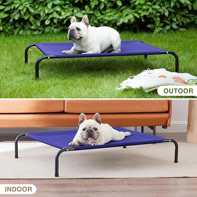 Love's cabin Elevated Cooling Dog Bed for Medium Dogs Beach,Blue,43 inches