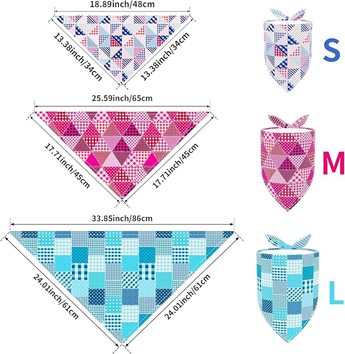 10pcs Dog Bandanas Patchwork for Xs Small Breed Dog Kerchief Triangle Bibs Scarves Pink Blue Yellow Girl Boy Grooming Costume