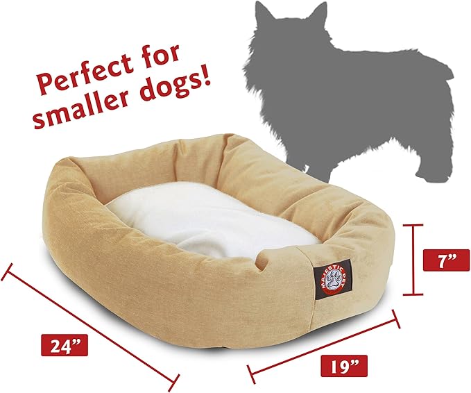 24 inch Khaki & Sherpa Bagel Dog Bed By Majestic Pet Products