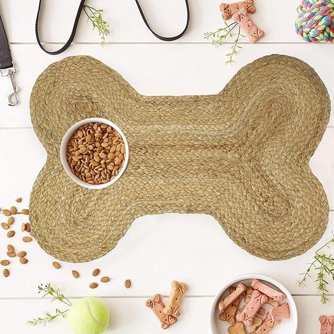 16.5X21 inches Pack of 1 Dog Feeding Mat Cat Pet Dining Mat Natural Jute Material Rug Small Mat for Pets (Classic Jute 16.5"X21")