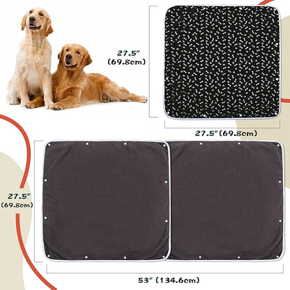 Teamoy Non-Slip Dog Blankets (Pack of 2), Waterproof Pet Fleece Pee Urine Proof Dog Blanket Cover Blanket Pad for Dogs, Puppies, Cats, Black