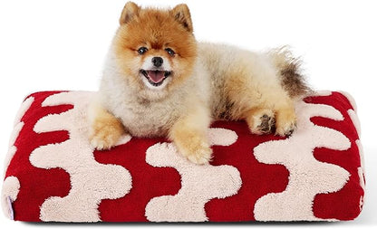 Lesure Small Dog Beds-Thick Shredded Chopped Foam Pet Bed Bottom(24'x16', Red)