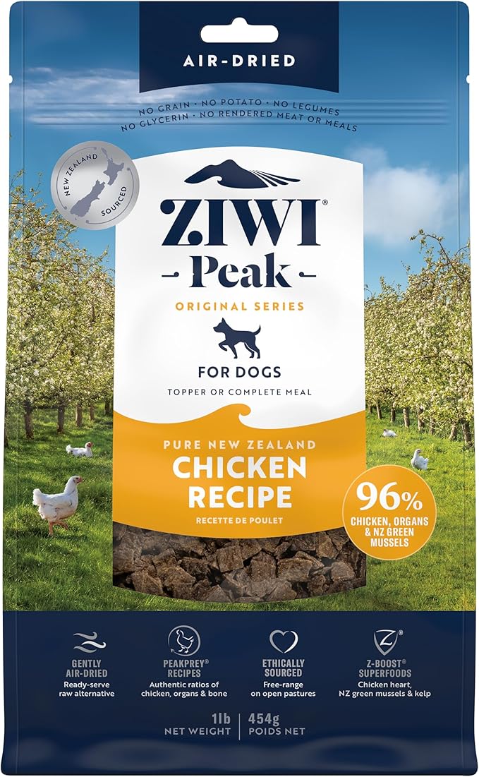 ZIWI Peak Air-Dried Dog Food – Chicken - All Natural, High Protein, Grain Free, Limited Ingredient w/ Superfoods (16oz)