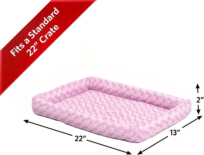 MidWest Homes for Pets Bolster Dog Bed 22L-Inch Pink Dog Bed or Cat Bed w/ Comfortable Bolster 22-Inch Dog