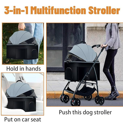 3-in-1 Pet Dog Stroller 55lbs, Dog