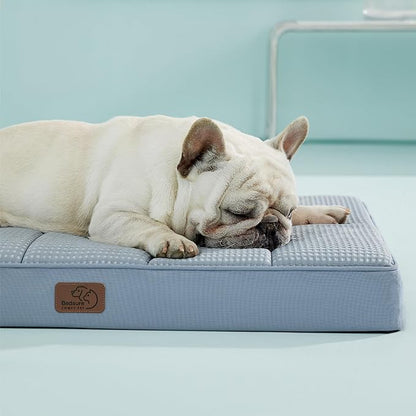 Bedsure Cooling Gel Foam Dog Bed for Large Dogs Cover(30"x20", Blue)