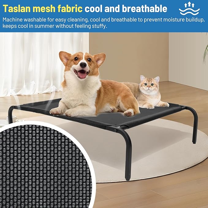 Elevated Raised Cooling Cots Bed for Large Dogs Black,43 inches