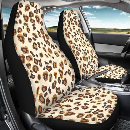 UNICEU Car Seat Cover Leopard Print Soft Universal 2pc Front