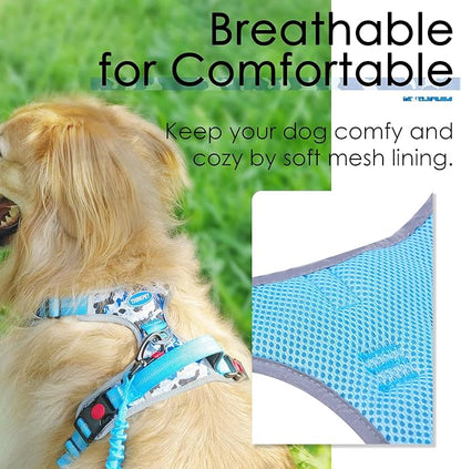 ThinkPet No Pull Harness Breathable Sport Harness with Handle-Dog Harnesses Reflective Adjustable for Medium Large Dogs,Back/Front Clip for Easy Control L Camouflage Blue