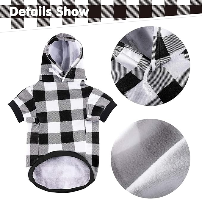KOOLTAIL Plaid Dog Hoodie Pet Clothes Sweater with Hat and Pocket for Small Medium Large Size Dogs
