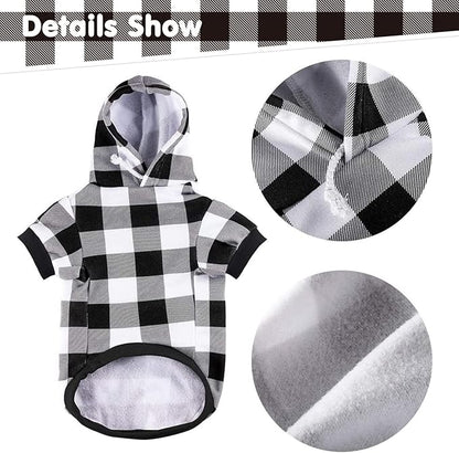 KOOLTAIL Plaid Dog Hoodie Pet Clothes Sweater with Hat and Pocket for Small Medium Large Size Dogs