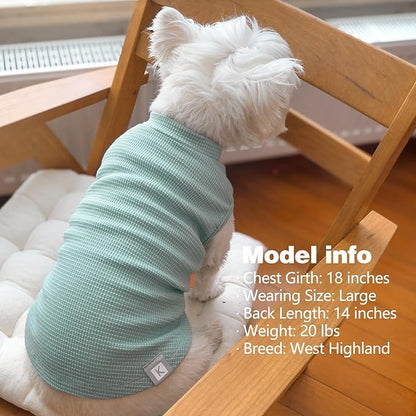 KYEESE 2Pack Waffle Dog Shirts for Small Dogs Stretchy Dog T-Shirts Lightweight Dog Tank Top Sleeveless Striped Dog Shirt Vest Breathable